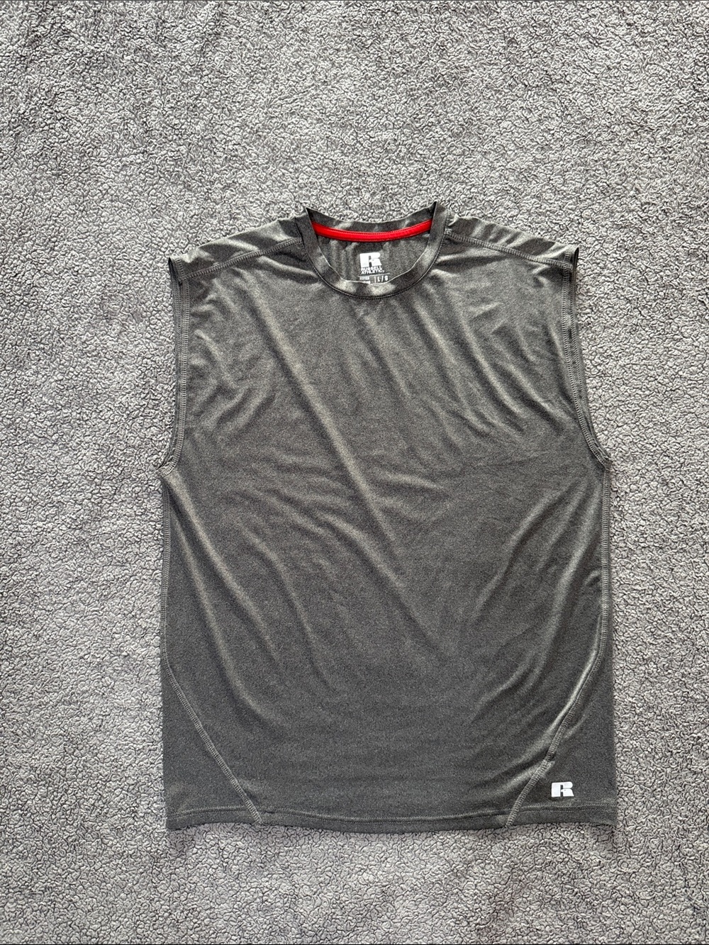 Russell Athletic Charcoal Performance Tank with Red Neck Accent